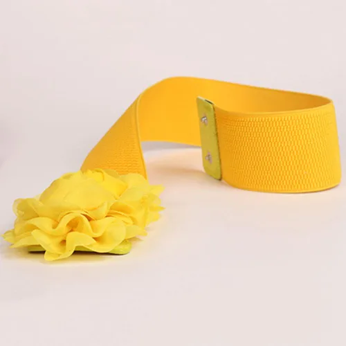 Vista 3 de Cinturón ancho de cintura con hebilla de flor para mujer