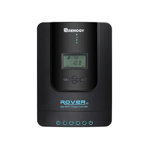 Vista 12 de Renogy Controlador de carga solar Rover 20A 12V24V Auto DC Entrada MPPT Controladores de carga para paneles solares LCD ajustable