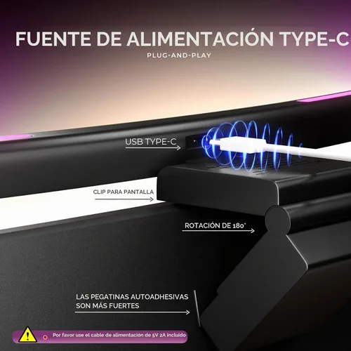 Vista 5 de Barra de luz para monitor curvada, retroiluminación RGB, lámpara
