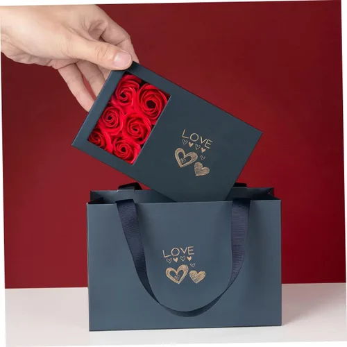 Vista 3 de LIFKOME Caja de embalaje de 3 juegos de caja de joyería anillo de rosa eterna para sus bolsas de regalo de joyería vintage joyería de flores bolsa