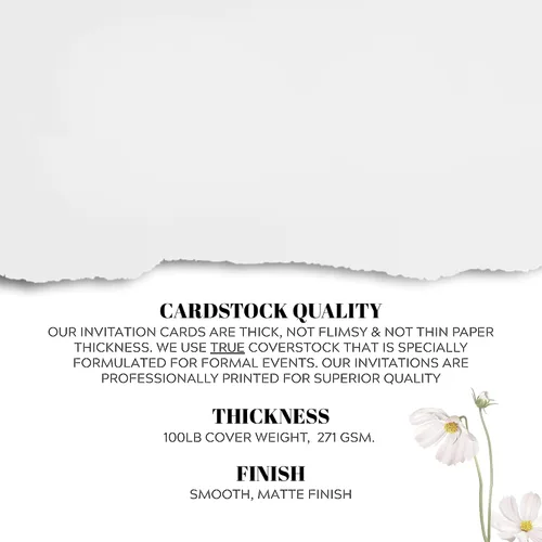 Vista 7 de Cantidad de 25 invitaciones de boda País Corazón y sobres de encaje impreso con texto blanco