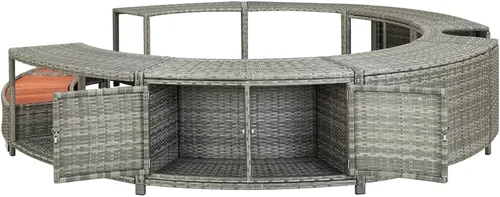 Vista 5 de Tidyard Spa Surround, bañera de hidromasaje envolvente gris Poly Rattan