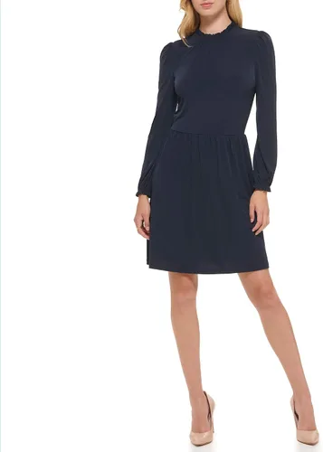 Vista 4 de Tommy Hilfiger Vestido de manga larga con cuello con volantes para mujer