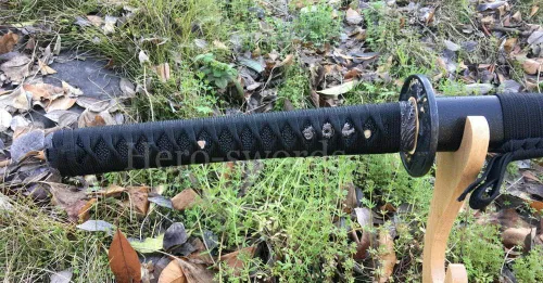 Vista 3 de Espada de espiga completa hecha a mano de 41 pulgadas, katana japonesa de espiga completa forjada a mano, espada samurái de combate real, espada