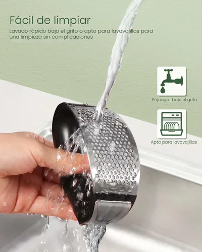 Vista 5 de Vantic Prensa de Ajo Basculante - Trituradora de Ajo de Acero Inoxidable, Picadora y Cortadora con Pelador y Raspador, Utensilio de Cocina Fácil