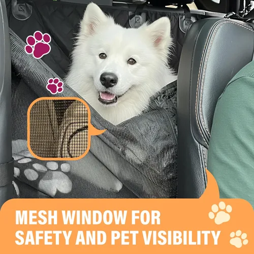 Vista 7 de Active Pets - Funda de asiento trasero para perros, hamaca XL para perro con ventana de malla, antideslizante, impermeable, protector de asiento