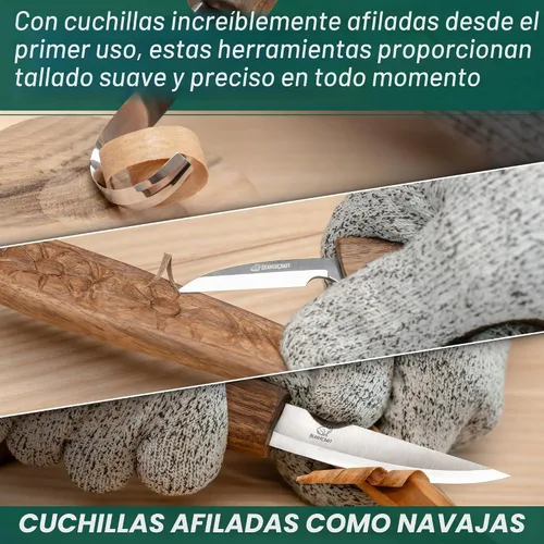 Vista 3 de BeaverCraft Kit de Tallado de Cucharas Cuchillos de Tallado Cuchillo de Tallado de Cucharas Sloyd, Cuchillo de Chip Detalle Pequeño, Cuchillo