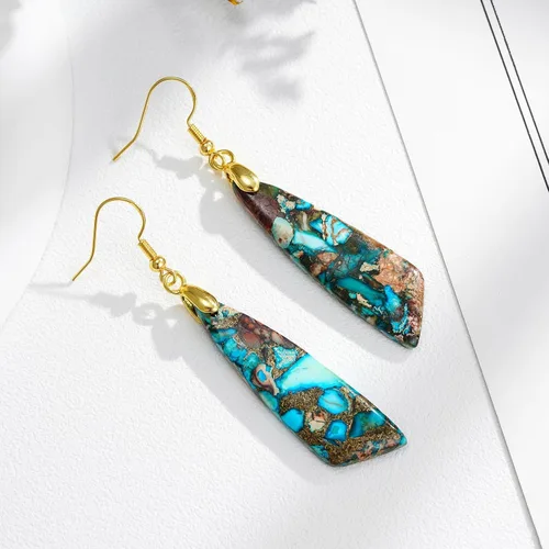 Vista 3 de Plumiss Aretes de piedra natural para mujer, con piedras curativas, hipoalergénicas, ligeros, colgantes de múltiples estilos, joyería para regalo