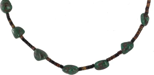 Vista 3 de $340Tag Collar Nativo Americano de Plata Navajo Turquesa Natural 750210 Hecho por Loma Siiva, Metal Piedra, turquesa estabilizada