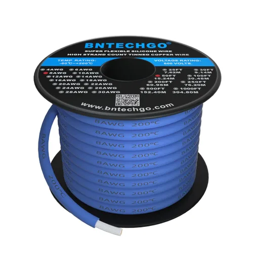 Vista 10 de Bntechgo 8 alambres de silicona suave y flexible, silicona resistente a altas temperaturas, altamente eficiente 8 AWG calibre, 1650 hilos de alambre