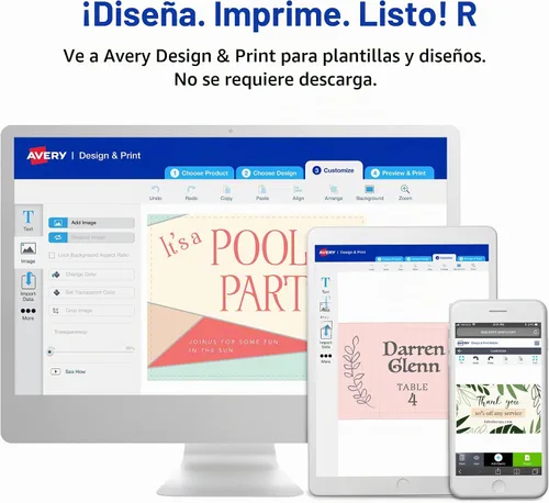 Vista 6 de Tarjetas de empresa, de Avery, bordes lisos, imprimibles, para impresoras de inyección, color blanco mate, Blanco