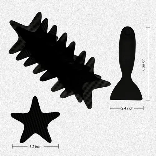 Vista 4 de Secopad Calcomanías antideslizantes para ducha, 24 calcomanías adhesivas de seguridad para bañera con raspador premium (negro)