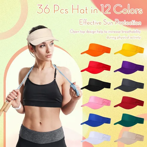 Vista 4 de Silkfly 36 Pack Sun Visor Hats Adjustable Sports Athletic hat UV Protection Sun Visor Cap for Men Women Tennis Running Golf