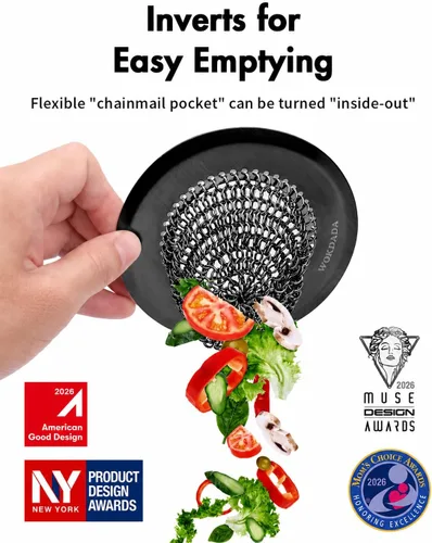 Vista 2 de Revolucionario colador de drenaje para fregadero de cocina, colador reversible patentado para fregadero de cocina, cesta coladora de fregadero