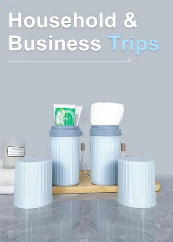 Vista 4 de Estuche de viaje para cepillos de dientes, color azul Large Travel Toothbrush Cup Case, Portable Travel Toothbrush Container for Traveling