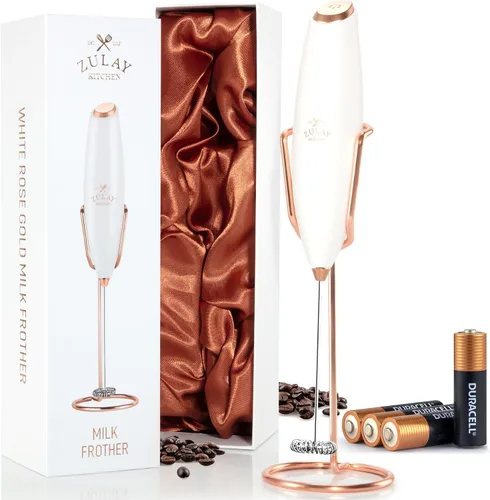 Vista 75 de Zulay Milk Boss Espumador de leche potente manual, hace espuma para latte, batidor para mezclar bebidas, café, miniespumador para capuchino, frappé