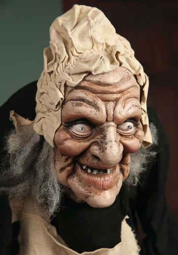 Vista 4 de Figura Animada de 5 Pies de Anciana Bruja - Scream Saver Multicolor