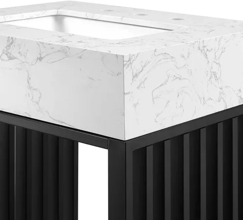 Vista 7 de Modway Gridiron - Tocador de baño de acero inoxidable de 24 pulgadas, color negro