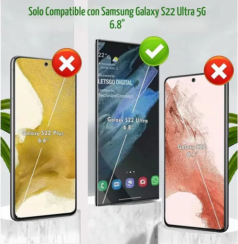 Vista 2 de Funda para Samsung Galaxy S22 Ultra, S22 Ultra con protector de pantalla de TPU flexible autorreparable [2 unidades], funda invisible de grado YX