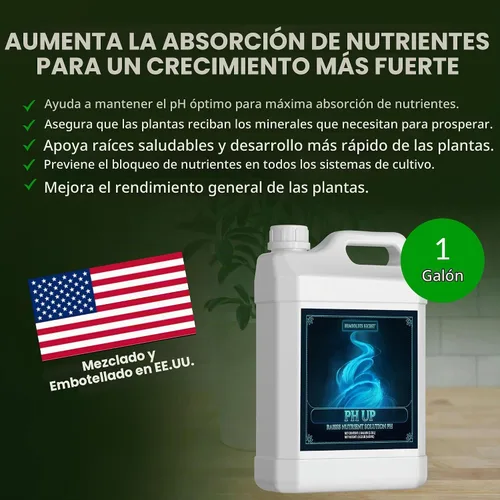 Vista 4 de Humboldts Secret pH para plantas, hidróxido de potasio, líquido, 1 galón