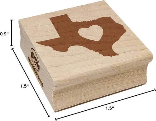 Vista 8 de Texas State - Sello de goma cuadrado con corazón para estampar manualidades, 1.25 pulgadas, pequeño