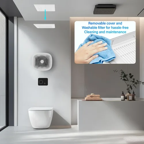 Vista 6 de 80CFM - Extractor de ventilación de baño con rejilla: ventilador de ducha de montaje en techo de 20W, 120V, blanco, clasificado para zonas húmedas
