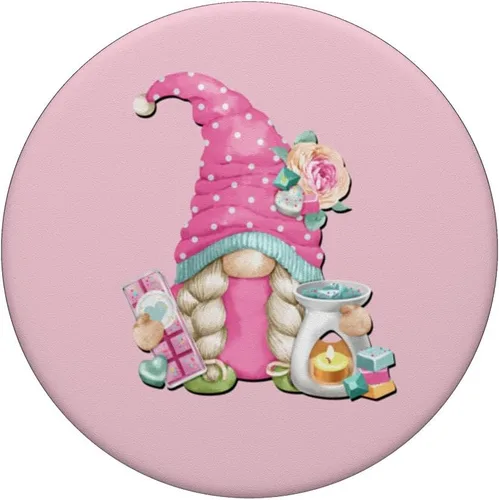 Vista 3 de Gnomio para hacer jabón rosa para mujer, divertido gnomo para la vida de la abuela, PopSockets intercambiables PopGrip