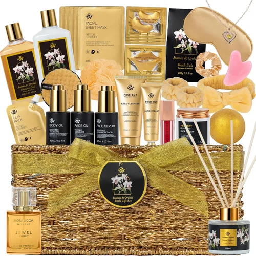 Vista 14 de 35 piezas de regalos de Navidad para mujeres y hombres, cesta de regalo de baño y cuerpo de carbón, kit de cuidado de la piel facial, regalo