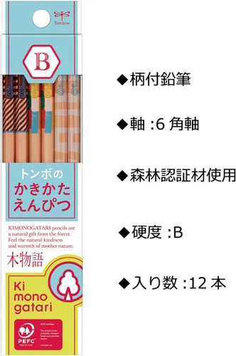 Vista 2 de Tombow KB-KF01-B Lápiz, F Tree Monogatari Shikata, B, patrón azul claro, 1 docena