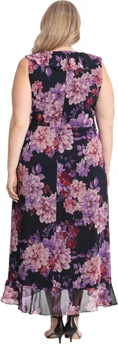 Vista 7 de London Times Vestido midi pequeño sin mangas con detalle de volantes para mujer