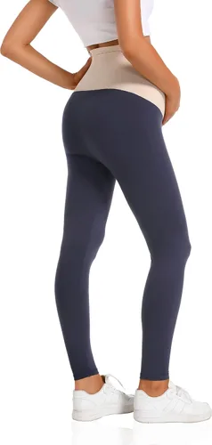 Vista 5 de V VOCNI Leggings de maternidad sobre el vientre, esenciales para mujer, elásticos, suaves, de punto, con soporte para el vientre, leggings