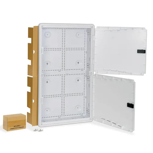 Vista 10 de ICC Recinto de cableado estructurado de plástico de 9", recinto multimedia con cubierta, caja de gestión de cables para cableado estructurado