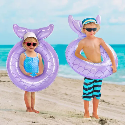 Vista 5 de MoKo Pool Floats, Mermaid Inflatable Swim Tubes Floaties Morado