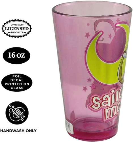 Vista 3 de JUST FUNKY Sailor Moon Moon Princess Halation - Vaso de pinta rosa (16 onzas)