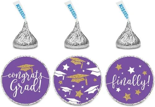Vista 8 de Andaz Press Colección de fiesta de graduación con purpurina de color morado real y dorado, pancarta colgante con cuerda, Congrats Grad!, 5 pies, 1