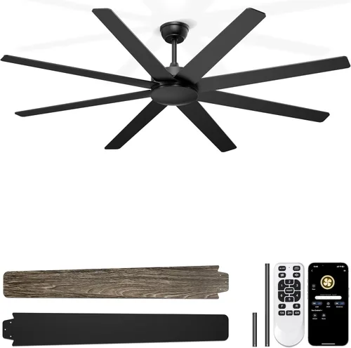 Vista 17 de Ventiladores de Techo de 60 Pulgadas Sin Luces - Ventilador de Techo Blanco de 8 Aspas Control Remoto/APP, Ventilador de Techo Reversible