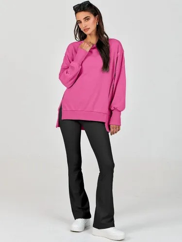 Vista 9 de Caracilia Sudadera de gran tamaño para mujer, cuello redondo, manga larga, sudadera con capucha, ropa de otoño a la moda