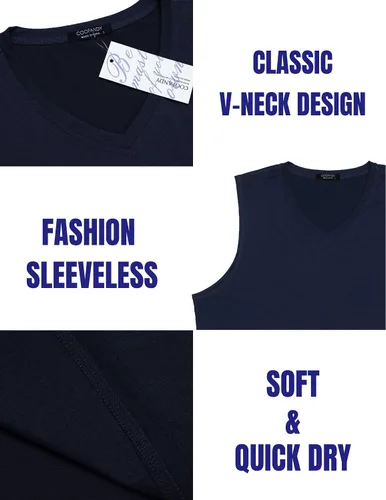 Vista 6 de COOFANDY Camiseta sin mangas para hombre, paquete de 3 camisetas sin mangas para gimnasio, cuello en V, culturismo, musculación