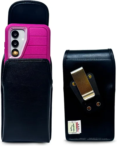 Vista 15 de Turtleback Funda diseñada para Galaxy S24 S23 S22 S21 S20 Funda de cuero negro con clip ejecutivo para cinturón, horizontal fabricada en Estados