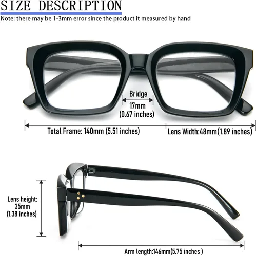 Vista 4 de DXYXYO Blue Light Blocking Reading Glasses for Women Oversized Computer Readers Retro Fashion Square
