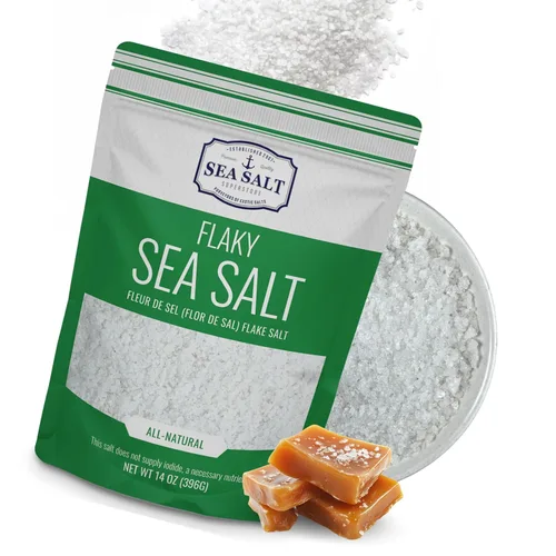 Vista 10 de Sea Salt Superstore Flaky Sea Salt Flakes, Baja Fleur de Sel, bolsa de 7 onzas Cosechados a mano, copos ligeros y aireados de aguas cristalinas