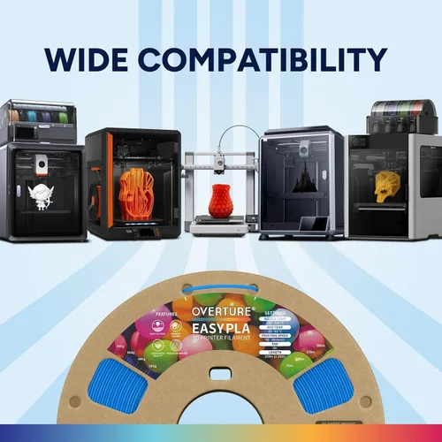 Vista 51 de OVERTURE - Filamento de ácido poliláctico (Easy PLA) para impresora 3D de 1.75 mm, bobina de cartón de 2.2 libras, precisión dimensional +/- 0.02