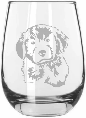 Vista 23 de Shar Pei (chino) - Vaso de vino sin tallo grabado para perro, 15.25 onzas