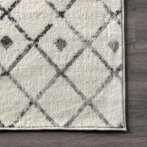 Vista 9 de nuLOOM Creek Modern Trellis - Alfombra de estampados geométricos, 8 x 10 pies, color gris