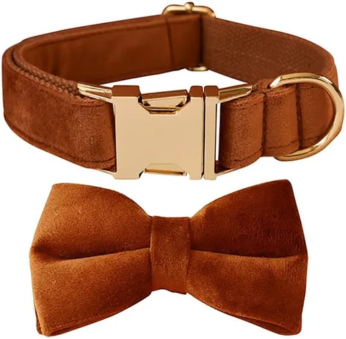 Vista 17 de Love Dream Collar de perro Bowtie de terciopelo, con hebilla de metal desmontable, suave, cómodo, ajustable, para perros pequeños, medianos