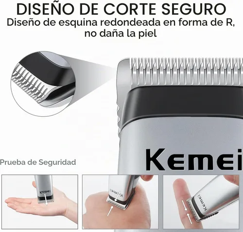 Vista 6 de KEMEI Mini Clippers Trimmer Groomer Kit de corte de pelo inalámbrico Tijeras de peinado con acero inoxidable Kit de corte de pelo automático