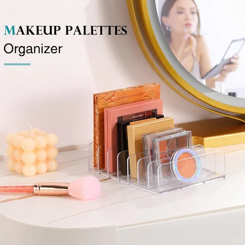 Vista 7 de Luxspire Organizador de sombra de ojos acrílica, paquete de 2 organizadores de cajones de maquillaje, organizador de paleta de maquillaje cosmético