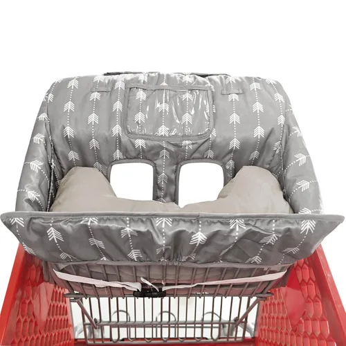 Vista 2 de Funda impermeable 2 en 1 para asiento de carrito de comestibles y funda para silla alta (flecha gris)