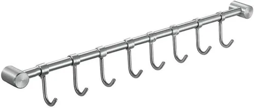 Vista 8 de Estante organizador de utensilios de cocina de acero inoxidable de 16.5 pulgadas con ganchos móviles para cacerola, cuchara, toalla