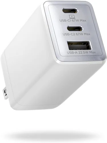 Vista 8 de wegear Cargador USB C de 67W, Bloque de Carga Rápida GaN de 3 Puertos con Enchufe Plegable, Compatible con MacBook Pro/Air, iPad Pro, iPhone